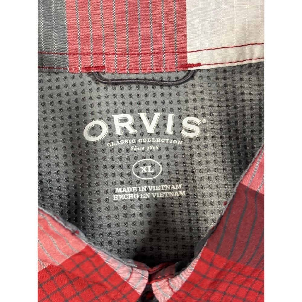 Orvis Shirt Mens XL Red Plaid Short Sleeve Button Up Lightweight Casual Outdoor - Picture 5 of 13